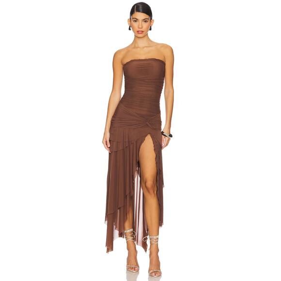 GUIZIO X Revolve Lyla Twist Dress in Brown - Picture 1 of 11